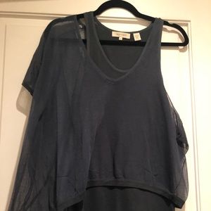 Slate/green-blue; Off shoulder top; loose fit